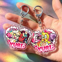 Cartoon Chibi Yuri Time Keychains Cartoon Chibi Keyrings Jewelry Manga Game Fans Gifts