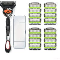 5-layer stainless steel manual shaver blade, men's classic shaver safe cleaning and care tool, body and facial strap storage box