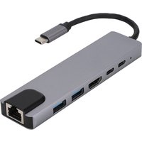 USB C Hub Multiport Adapter,6 in 1 USBC with 4K HDMI,RJ45,USB 3.0/2.0,USB-C Docking Station for MacBook Pro/Air,iPad Pro,XPS,etc