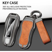 Leather Key Case Cover Shell Fob For Porsche Cayenne 911 996 Macan 718 Taycan Panamera Boxster 986 987 981 Key Chain