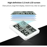 3.2inch Large LCD Screen Multifunction Thermometer Hygrometer Automatic Electronic Temperature Humidity Monitor Clock