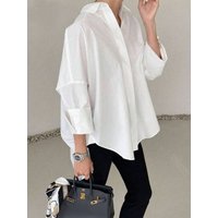 White shirt, long sleeve loose office wear, women's work blouse, women's autumn outfit, women's back-to-school outfit, homecomin