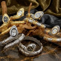 Adjustable Wrist Watch for Woman Ladies Watch - Retro Snake-Wrapped Bangle Timepiece