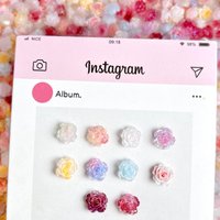 50 Stück minimalistische weiche Kamelien-Harz-Nagelkunst-Dekorationen mit Farbverlauf, leuchtende funkelnde Rosen-Nagel-Charms, DIY-Nagelzubehör