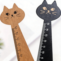 2Pcs Wooden Cat-Shaped Rulers, Creative Cartoon Design, Cute Home Decoration Measuring Tools, Suitable for DIY Projects, Student Prizes, School Supplies