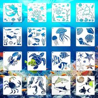 Bview Art Reusable Ocean Theme Stencil Templates for Children's Art Supplies - Ideal for School Art Training & Painting Practice