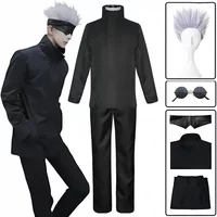Anime Jujutsu Satoru Gojo Strój Cosplay Opaska na Oko Peruki Darmowe Okulary Impreza Halloweenowa Męskie Damskie