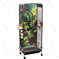Cabinet-style transparent birdcage for budgerigars tiger skin black phoenix peony birds,villa ecological bird keeping cage
