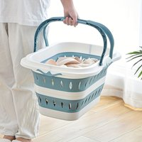 1PC Foldable Washing Basket With Handle Portable Foldable Plastic Bathtub Multifunctional Travel Bathroom Storage Accessory