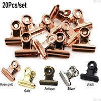 20PCS/Set 21mm*23mm Round Metal Grip Clips Ticket Paper Stationery Bulldog Spring Clip For Tags Bags Office Document Binder Clip