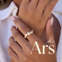 Ars Stainles Steel Rings for Women High Quality 18k Gold Plated Ring Dainty Round Zircon Rings Non Tarnish Everyday Finger Ring