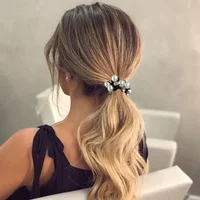 1/3pcs Pearl Brimmed Hair Tie Glitter Rhinestone Decor Hair Rope Retro Style Ponytail Holder Rhinestone Scrunchies for Women