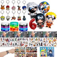 Cartoon Naruto Birthday Party Decoration Keychain Kakashi Uchiha Itachi Balloon Set Gift Bag Sticker Children's Birthday Gift