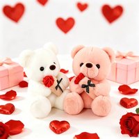 2026 Kawaii Rose Bear Plush Toy Stuffed Animal Doll Romantic Gift for Girlfriend Wedding Party Decors Anniversary Present