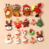 10pcs Cute Resin Christmas Santa Claus Deer Tree Charms Pendants for Making Necklaces Earrings DIY Crafts Jewelry Accessories