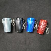 1PC Mini Portable Ashtray with Lid Aluminum Storage Tube Windproof Cigarettes Ashtray with Keychain Ash Holder Outdoor Accessory
