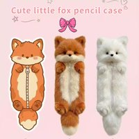 Student Cartoon Plush Pencil Pouch Cute Animal Pattern Stationery Storage Bag Fashion Portable Pencil Case Best Friend Gifts