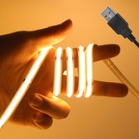 New 5V USB COB Strip Light 320Leds/m Warm Natural White Cabinet Lamp Night Lighting Flexible LED Ribbon Stripe DC5V TV Backlight