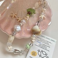 Creative Seashells Beaded Phone Chain Anti-loss Phone Strap Charm Cute Pendant Lanyard For Girl Cell Phone Wrist Strap