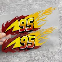 AliExpress NONE 2pcs/set Lightning McQueen 95 Flame Vinyl Sticker , Waterproof Decals for Car, Bike, Helmet & Laptop