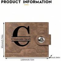 Customized Letter Name Wallet for Men Engraved Leather Purse Bifold Classic Male Card Holder Personalized Gifts for Dad/Husband
