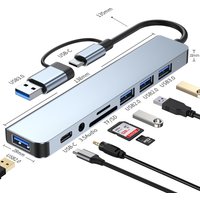 USB C HUB Type C Splitter Thunderbolt 3 Docking Station TF/SD Card reader 3.5mm Laptop Adapter With For Macbook Air M1 iPad Pro