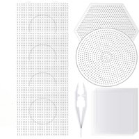 8Pack 5mm Large Clear Plastic Fuse Beads Boards Bead Pegboards with 5 Ironing Paper and 1 White Beads Tweezers for DIY Craft