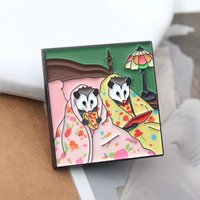 Funny Opossum Enamel Pin Eating Pizza Reading in Bed Brooch Cute Possum Badge Cozy Trash Panda Jewelry Gift Friends Book Lovers