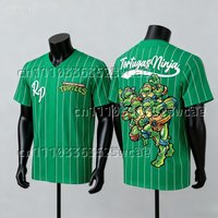 New Bandai Anime Ninja Turtles Heavy Theme Summer Oversized Shirt T-shirt for Adults and Children Family Matching