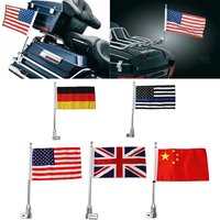 Chrome Motorcycle Skull America Flag w/Pole For Honda GoldWing GL1800 2001-2011 2010 Rear Side Mount Luggage Vertical Flags