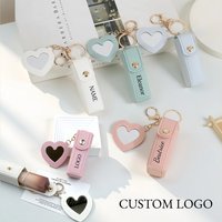 Creative Mini Lipstick Storage Bag Keychain Women's Bag Pendant Love Small Mirror Key Ring Customized Logo Name Couple Gift
