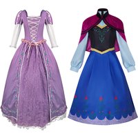 Movie Princess Rapunzel Dress Cosplay Costume Anna Dresses Outfit Suit Halloween Carnival Costume For Adult Women Girls