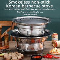 Japanese Korean Stainless Steel Hibachi BBQ Picnic Table Round Grill Outdoor & Indoor Barbecue Stove Cooker Portable