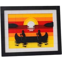294PCS MOC Canoe Art Painting Picture Frame Assembly Building Blocks Toys Decoration Painting Festival Gift 25.6 * 20.8 * 2CM