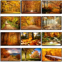 Affiche en toile de décoration d'automne, feuilles jaunes, vue d'automne, Art mural imprimé, peinture de pont, image d'halloween, décoration de maison pour salon