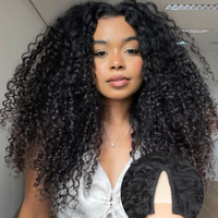 Kinky Curly V Part Wig Human Hair No Leave Out Upgrade U Part Wigs Glueless 30 Inch Natural Color Deep Curly Human Hair Wig