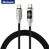 2pack USB C To C Fast Charging Cable PD60W Nylon Braided Cable 480Mbps With Light Display For iphone For Xiaomi Tablets 1.2M/2M