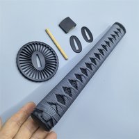 30cm Grey Ito Tsuka Handle For Japanese Samurai Katana Sword Wakizashi Copper Habaki Seppa Fittings