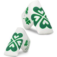 1pc Lucky Clover Blade Putter Head Cover - Four-Leaf Clover Design with White & Green Heart, Soft Lining Protection & PU Cover