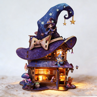 New Wonderland Magic House Wooden Building Blocks Miniature Model LED Kit DIY Assembly Toy for Child Adult Birthday Gift Casa