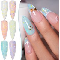 7.5ml Sugar Rubber Base Gel Nail Polish Vibrant Pastel Colors With Glitter Sequins Soak Off UV Nail Art Varnish For Manicure