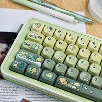 Rainy Froggy Cute Keycaps Set,132 Keys Custom MOA Profile GMK Double Shot PBT Key Caps For MX Mechanical Keyboard 60% 75%