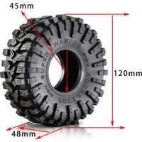 4pcs 1.9" Wheel Tires All-Terrain 120*48mm for 1:10 RC Rock Buggy Crawler Car TRX4 Axial SCX10 90046 Capra