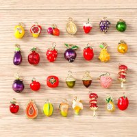 Tusember 5pcs Cute Fruit Pendant Apple Lemon Mango Cherry Pineapple Strawberry Charm Beads Fit Original Bracelet DIY Jewelry