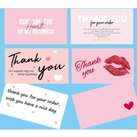 50pcs Pink Thank you Cards for Small Business you are the Heart of my business Cards Package Insert for online business