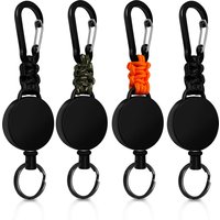 Retractable Keychain 4 Pieces Heavy Duty Carabiner Badge Holder Reel ID Holder Extendable Key Ring Key Holder with 23.6” Steel