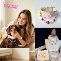 Matching Human & Pet Crystal Collar Bracelet Set – White Snowflake Premium Leather Dog Collar Detachable Chain Handmade Gift