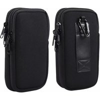 Neoprene Dual Pouch 2 Phone Belt Clip Case Holder For iPhone 16 15 13 Pro Max Samsug S25 S24 S23 Xiaomi Redmi Man Tool Waist Bag