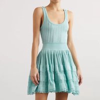 High Quality Multi-color Summer New Fashionable Knitted U-neck Suspender Lace Patchwork Slim And Sexy Women's Dress