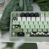 URE Green Night Astrology Theme Keycaps 122 Keys Metallic Pearlescent PBT Dye-Sub Keycaps For MX Switch Mechanical Keyboard